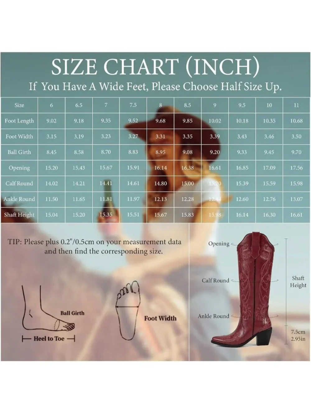 Women's Passion Red Floral Faux Leather Knee High Western Style Cowgirl Boots